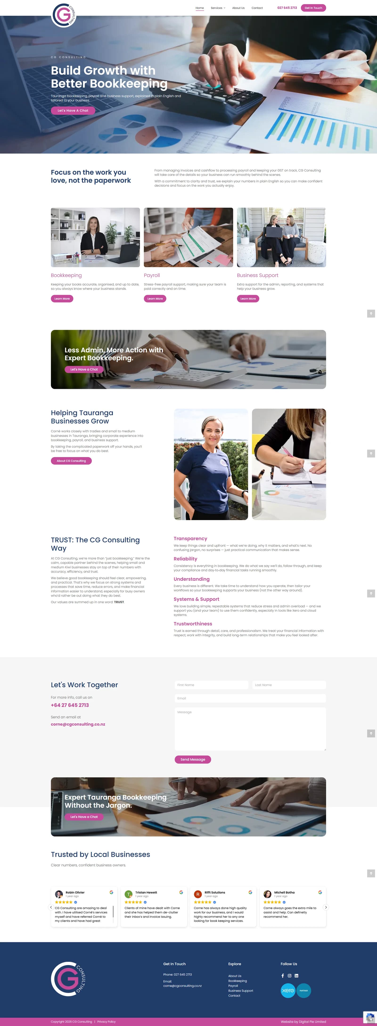 Home page of the CG Consulting website