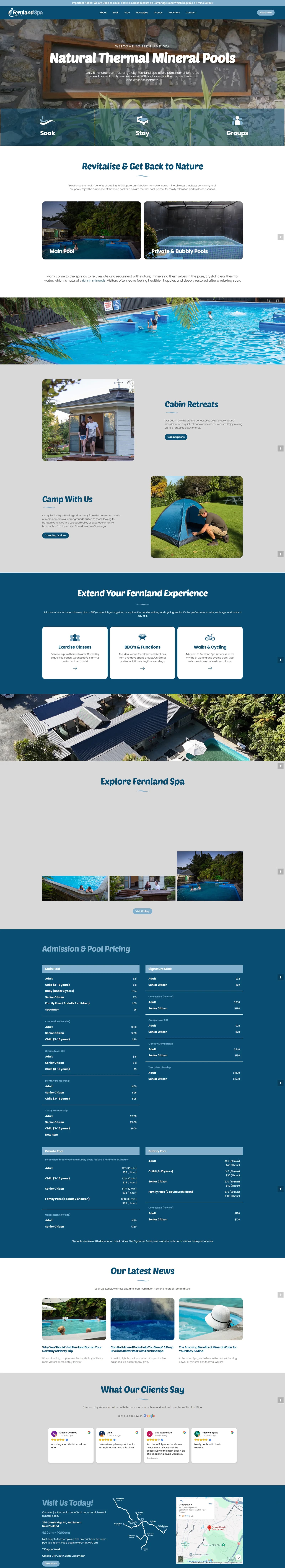 Home page of the Fernland Spa website